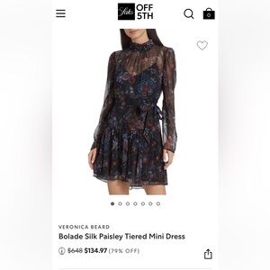 Nwt VERONICA BEARD
Bolade Silk Paisley Tiered Mini Dress size2